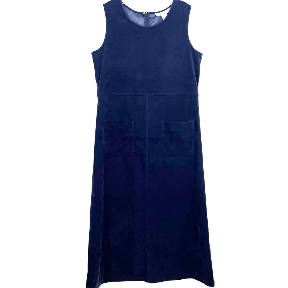 JANE ASHLEY Vintage Women's Navy Blue Maxi Suede Dress Made in Hong Kong Size M
